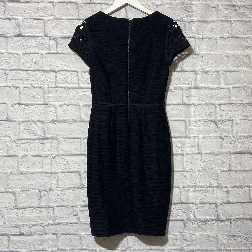 Maeve Black Laser-Cut Midi Dress with Nude Underlay - Picture 5 of 9
